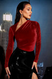 Asymmetrical velvet top