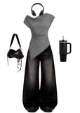 Asymmetrical tee Grey