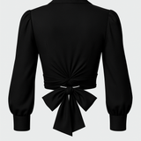 Black solid wrap shirt