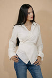 Solid white wrap blouse