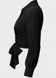 Black solid wrap shirt