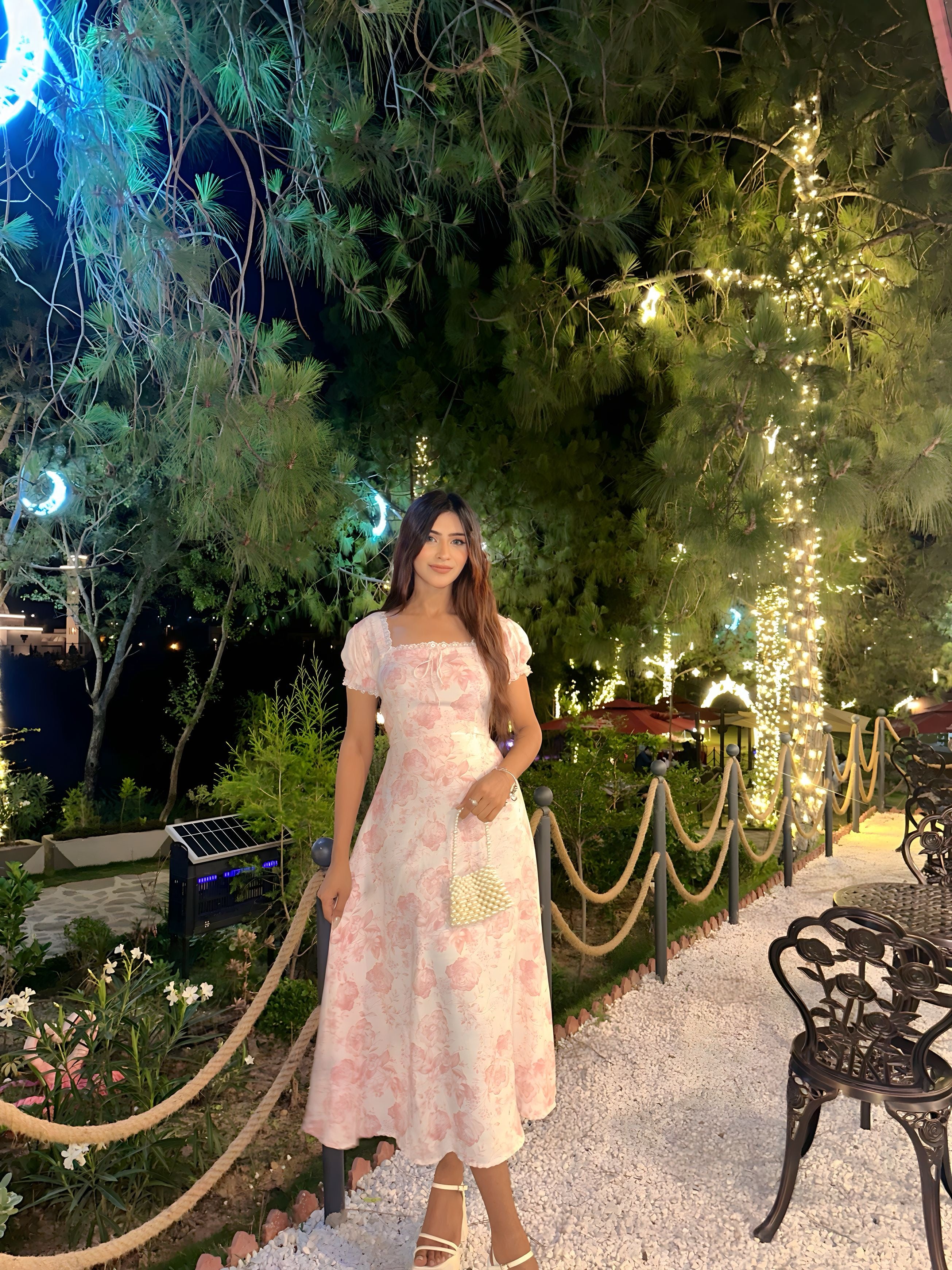 Pink floral summer dress