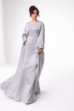 Grey butterfly abaya