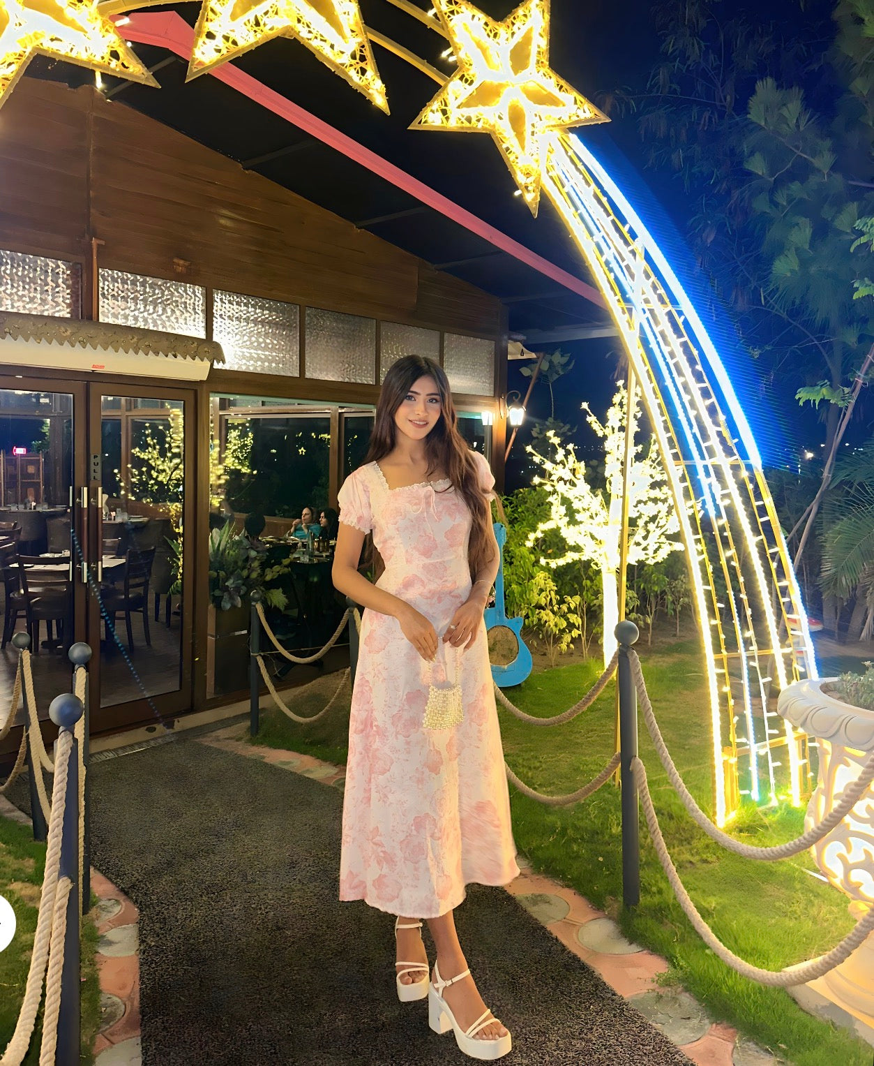 Pink floral summer dress