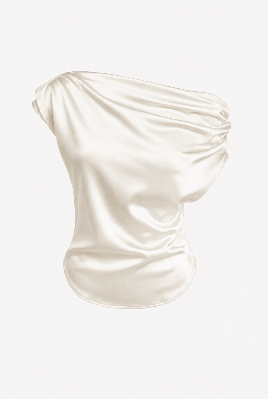 Cream satin drape tee