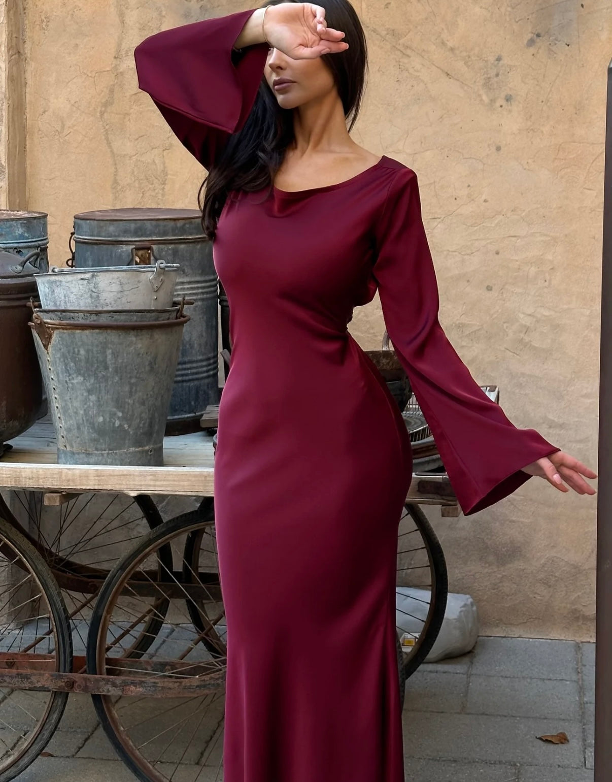 Gamine dress wine