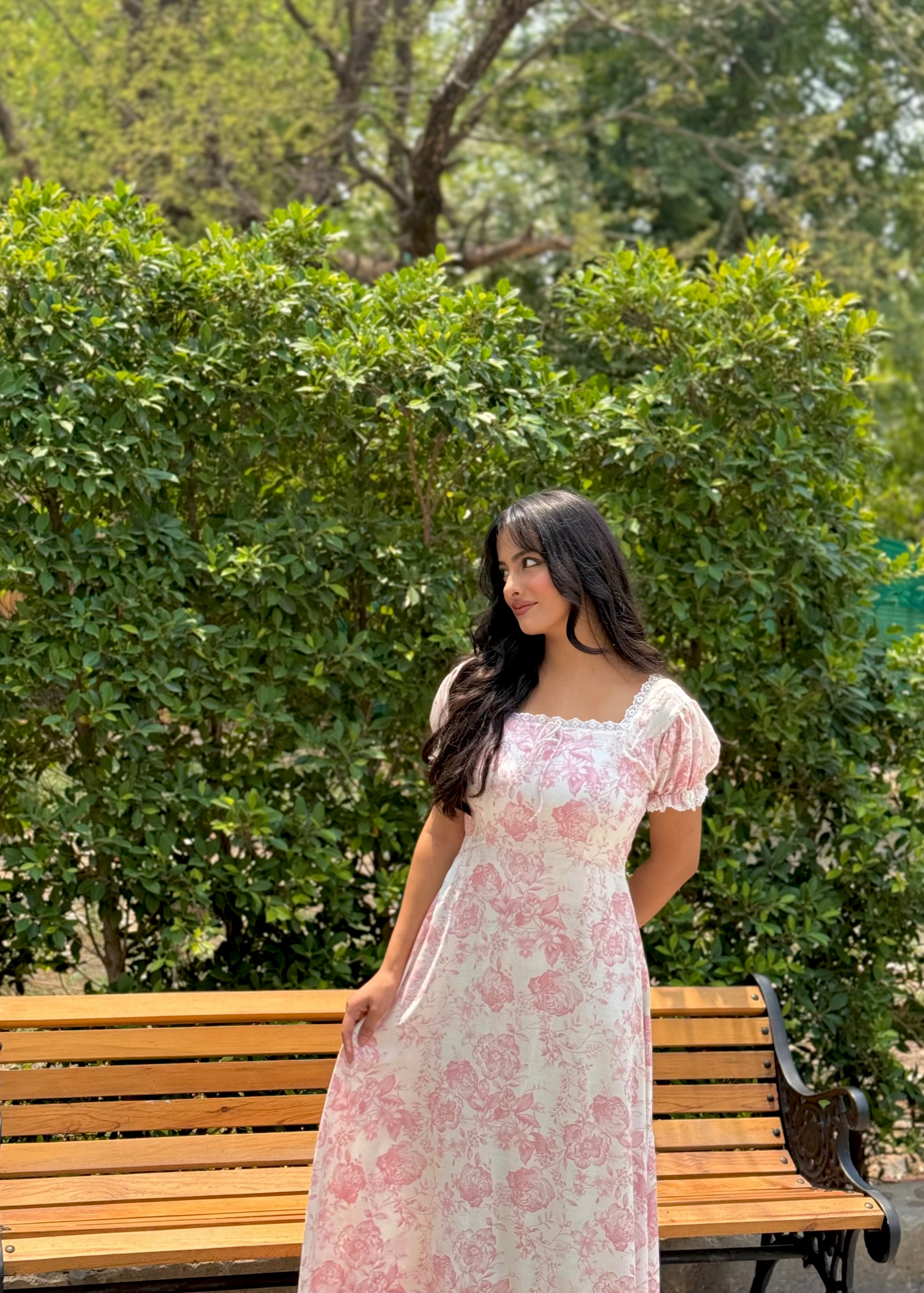 Pink floral summer dress