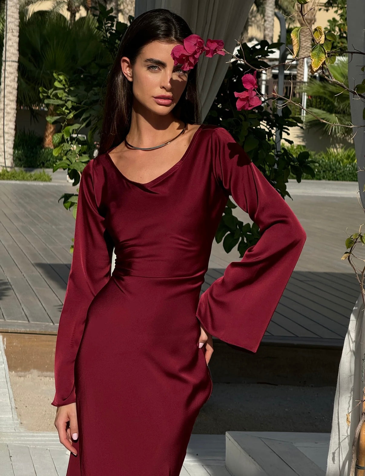 Gamine dress wine
