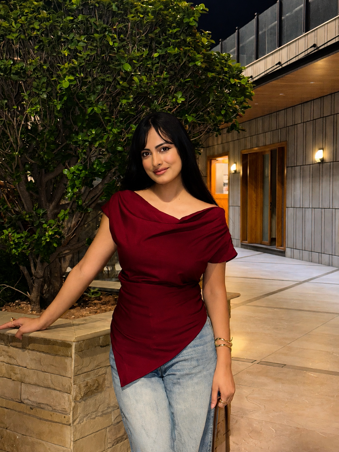 Cherry Asymmetrical  top