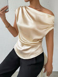 Cream satin drape tee