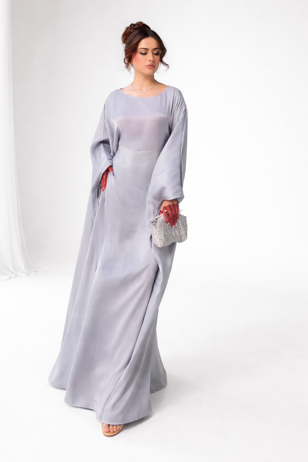 Grey butterfly abaya