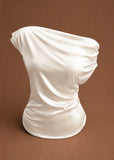 Cream satin drape tee