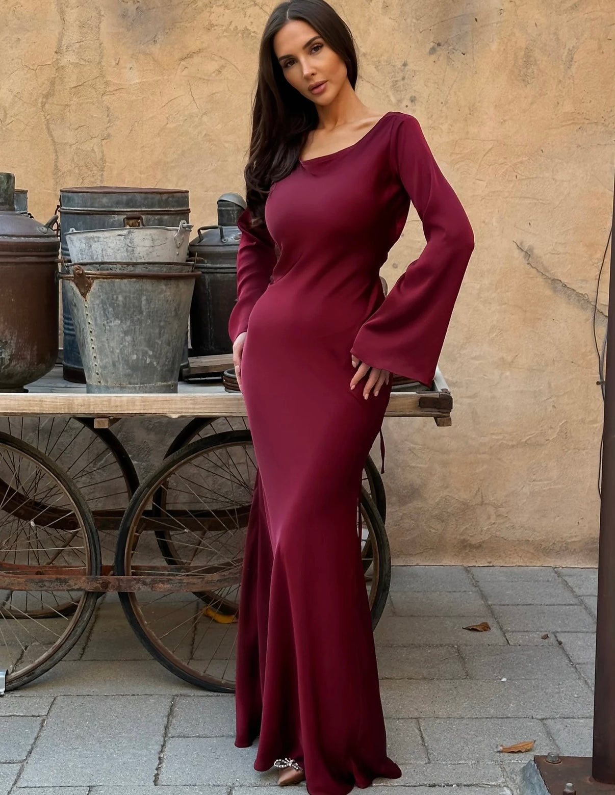 Gamine dress wine