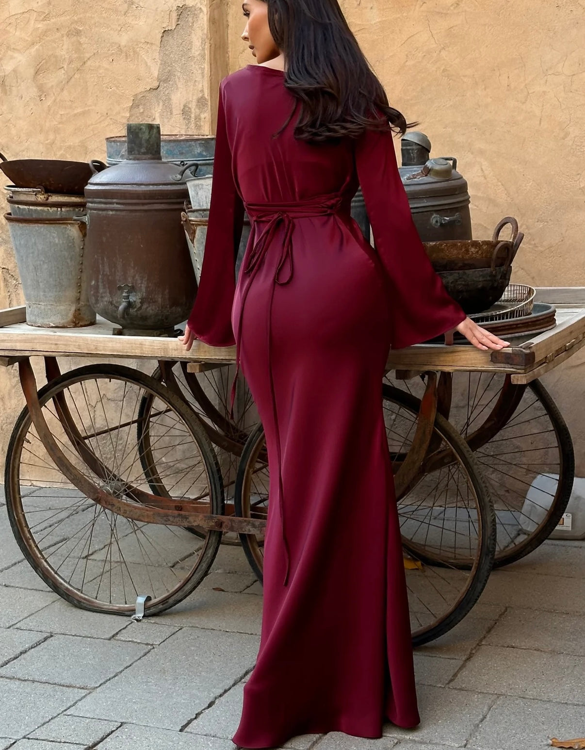 Gamine dress wine