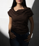 Brown drape tee