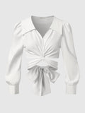 Solid white wrap blouse