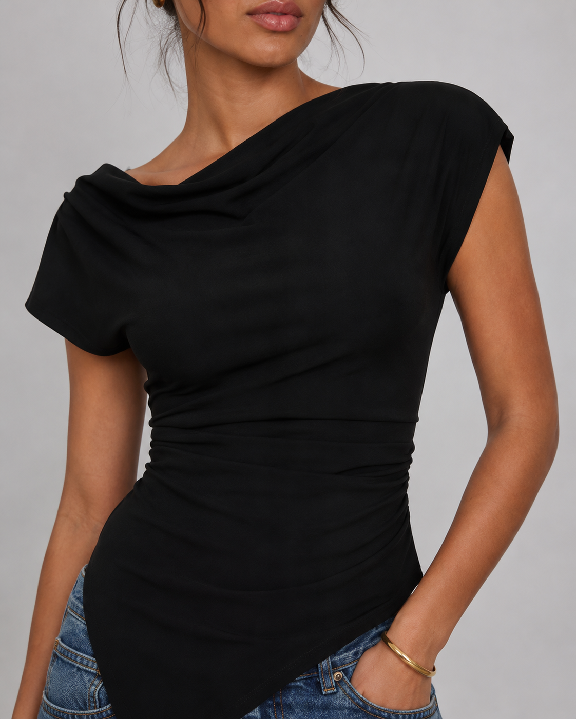Black asymmetrical tee